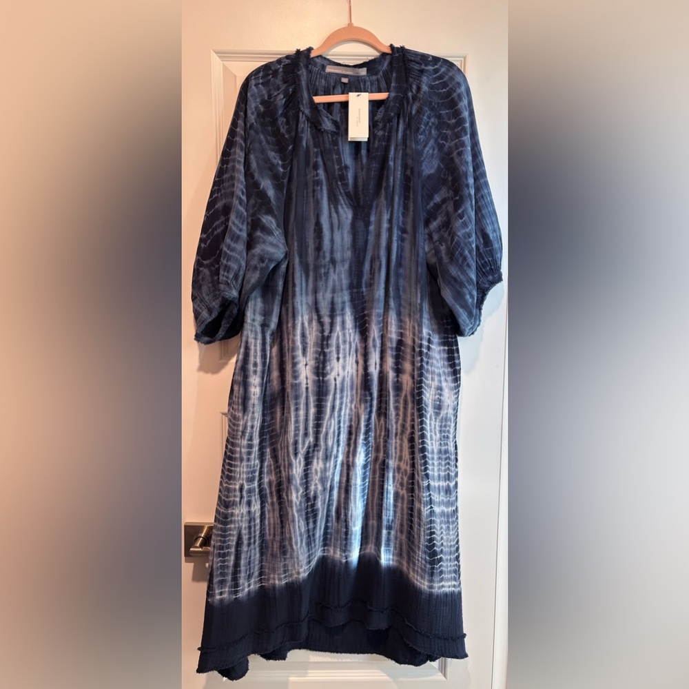 Ocean+Main NAVY TIDE PRINT GAUZE DRESS WITH POCKETS - Picture 3 of 10